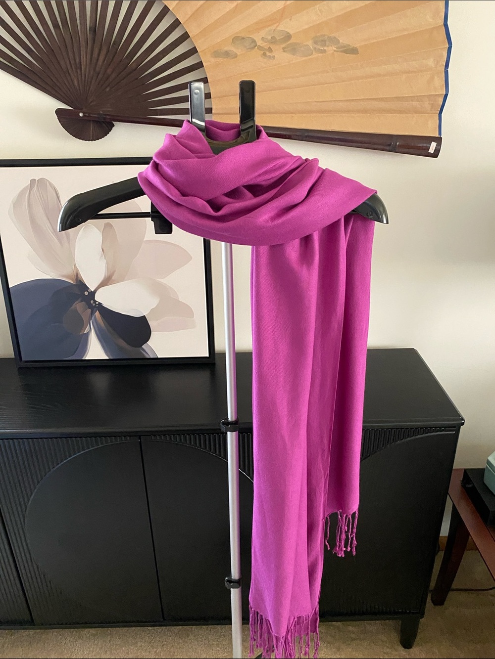 Bijoux Terner Magenta Wrap/Scarf With Fringe